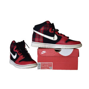 D0 Auth NIKE Dunk High Retro SE Tartan Plaid Black Red Shoes DV0826-001 Size 11